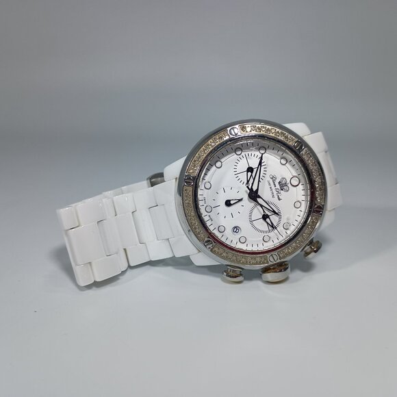 Glam Rock Women\'s GR50124-DBZ Aqua Rock Chronograph White Ceramic Watch